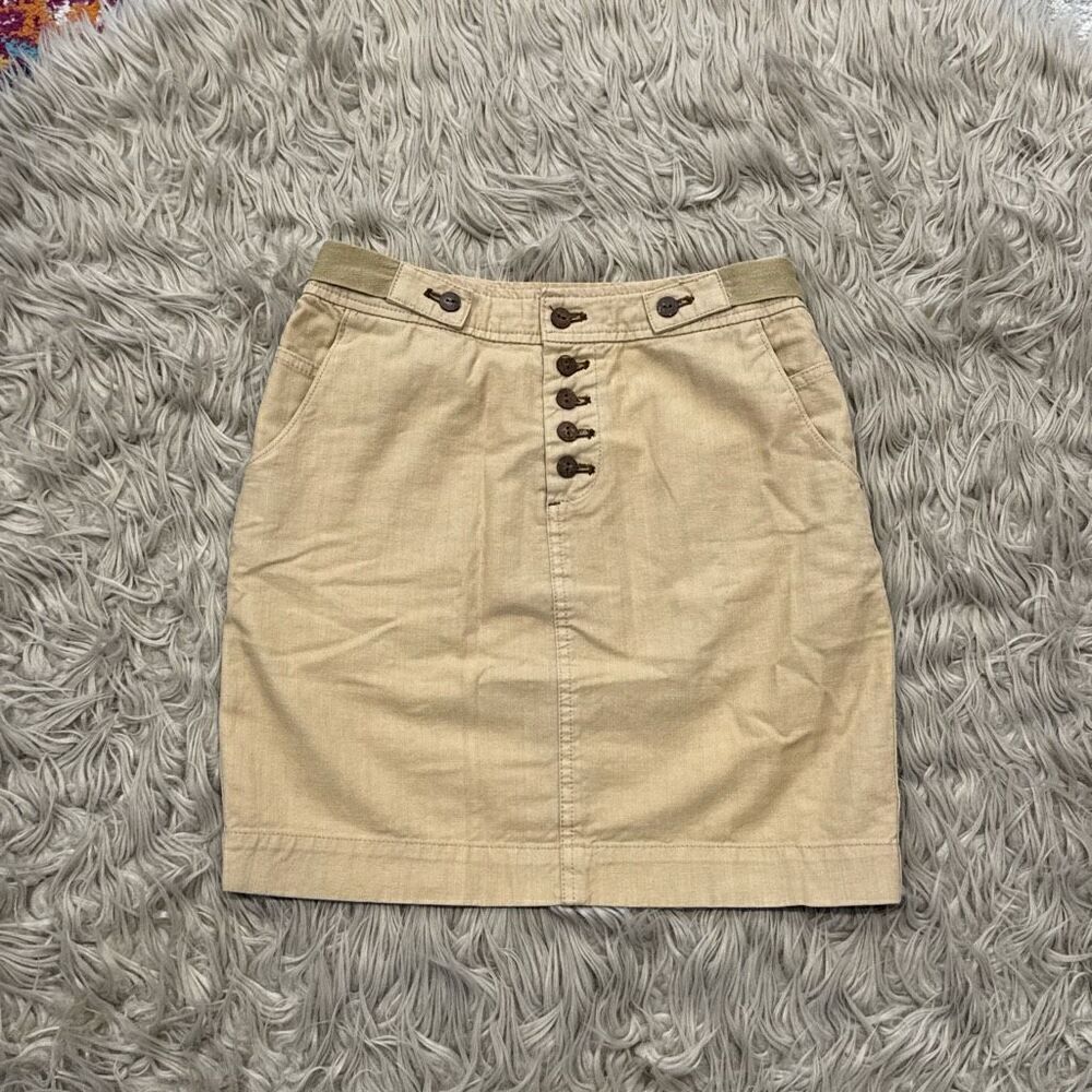 DAUGHTERS OF THE LIBERATION ANTHROPOLOGIE khaki button down skirt size 2